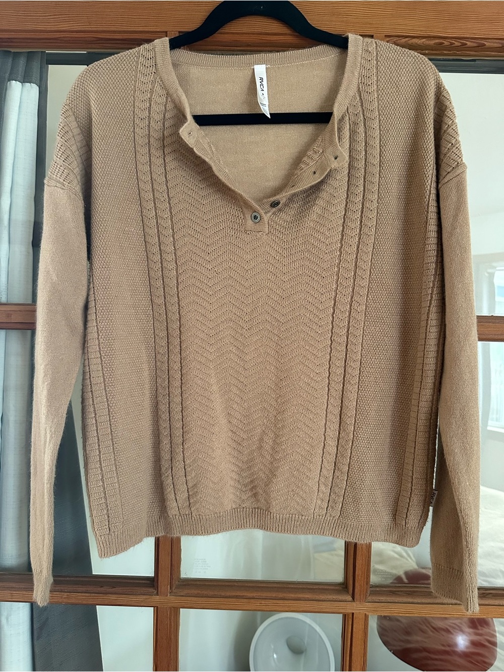RVCA Camel Cable Scoop Henley Sweater